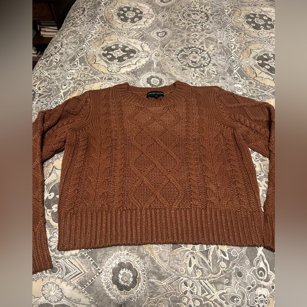 English Factory Brown Cable Knit Sweater